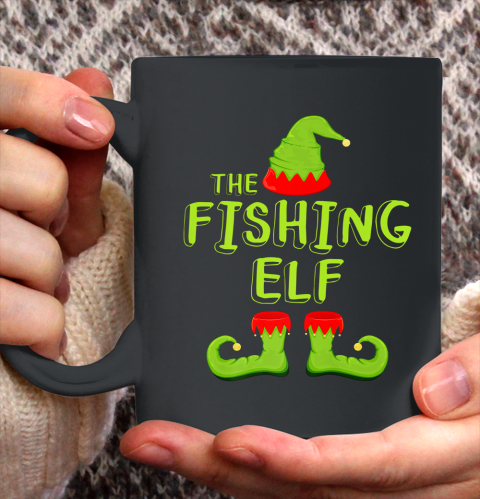The Fishing Elf T Shirt Matching Group Christmas Costume Ceramic Mug 11oz
