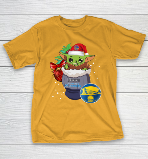 Golden State Warriors Christmas Baby Yoda Star Wars Funny Happy NBA T-Shirt 4