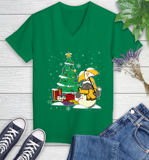 Pittsburgh Pirates MLB Baseball Cute Tonari No Totoro Christmas Sports Women's V-Neck T-Shirt 5
