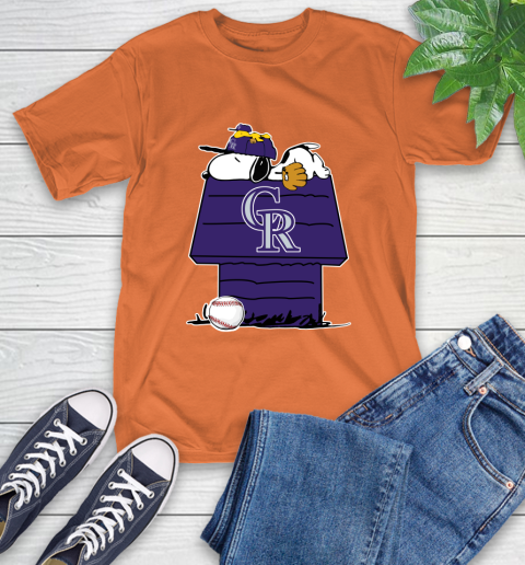 MLB Colorado Rockies Snoopy Woodstock The Peanuts Movie Baseball T Shirt T-Shirt 5