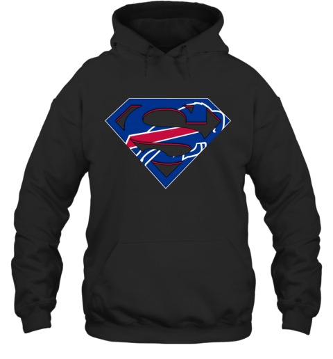 NFL Buffalo Bills Logo Superman mriy nfl buffalo bills logo superman hoodie 23 front black