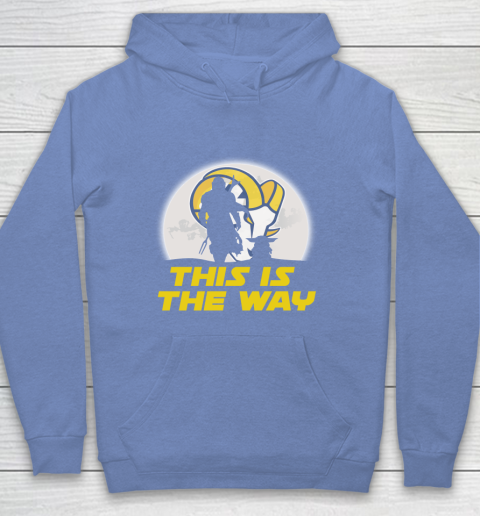 Los Angeles Rams NFL Football Star Wars Yoda And Mandalorian This Is The Way Youth Hoodie 8