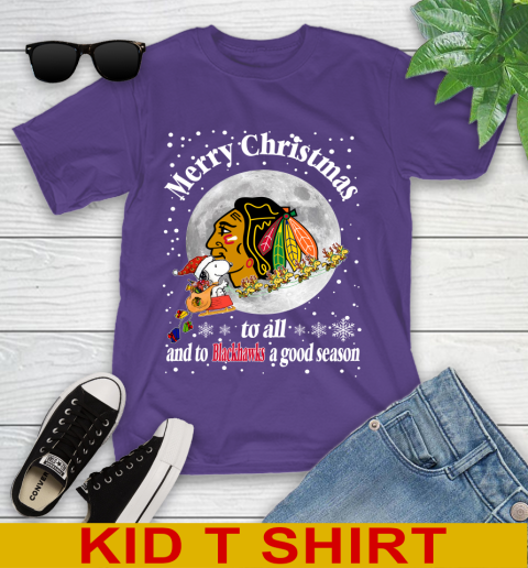 Chicago Blackhawks Merry Christmas To All And To Blackhawks A Good Season NHL Hockey Sports Youth T-Shirt 3