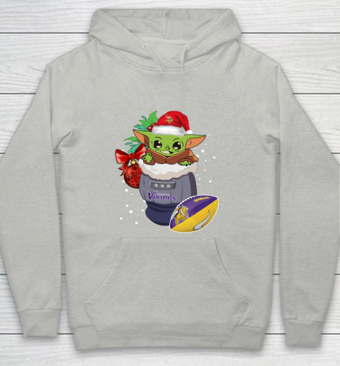 Minnesota Vikings Christmas Baby Yoda Star Wars Funny Happy NFL Youth Hoodie 2