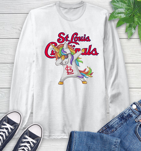 St.Louis Cardinals MLB Baseball Funny Unicorn Dabbing Sports Long Sleeve T-Shirt
