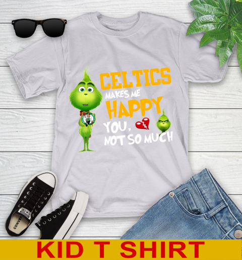 NBA Boston Celtics Makes Me Happy You Not So Much Grinch Basketball Sports Youth T-Shirt 4