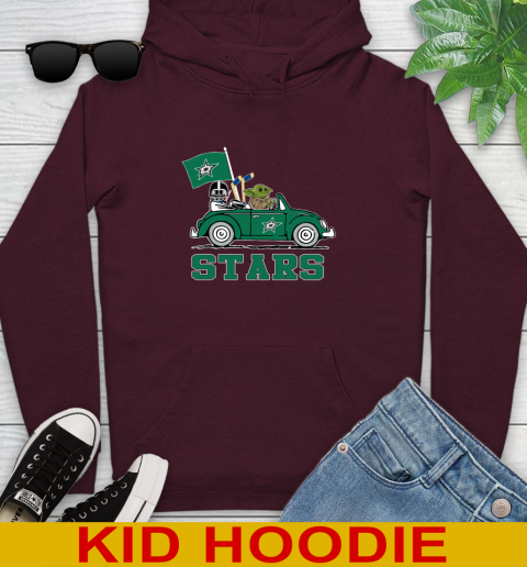 NHL Hockey Dallas Stars Darth Vader Baby Yoda Driving Star Wars Shirt Youth Hoodie 7