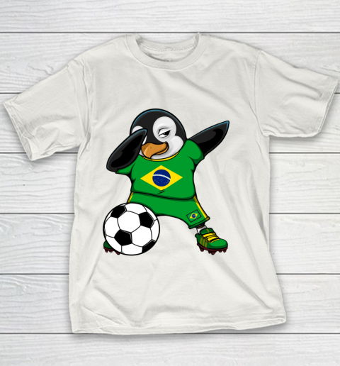 Dabbing Penguin Brazil Soccer Fans Jersey Football Lovers Youth T-Shirt