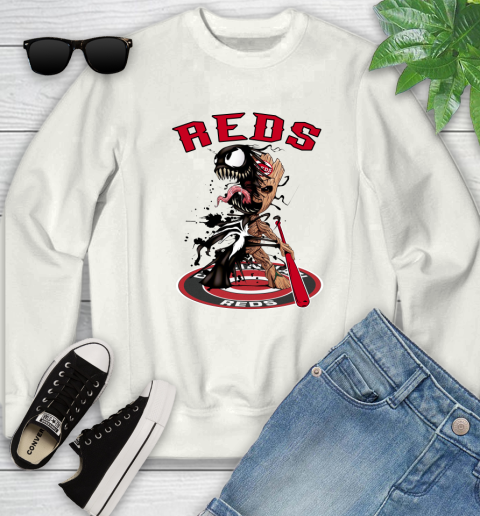 MLB Cincinnati Reds Baseball Venom Groot Guardians Of The Galaxy Youth Sweatshirt