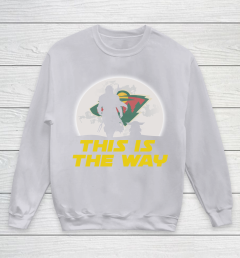 Minnesota Wild NHL Ice Hockey Star Wars Yoda And Mandalorian This Is The Way Youth Sweatshirt 3