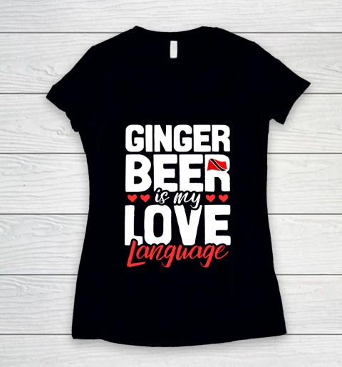 Beer Lover Funny Shirt My Love Language Is Ginger Beer Women's V-Neck T-Shirt