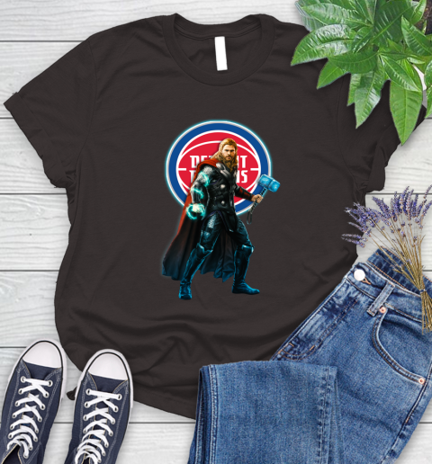 NBA Thor Avengers Endgame Basketball Detroit Pistons Women's T-Shirt 8
