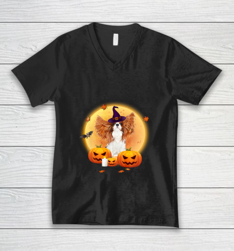 Halloween Cavalier King Charles Spaniel Funny Hallowe'en V-Neck T-Shirt