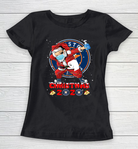 Houston Astros Funny Santa Claus Dabbing Christmas 2020 MLB Women's T-Shirt