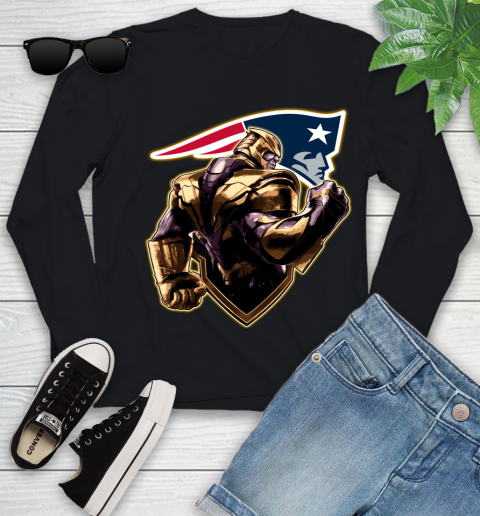 NFL Thanos Avengers Endgame Football Sports New England Patriots Youth Long Sleeve 2