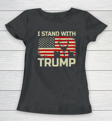 I Stand With Trump American Flag Women's T-Shirt