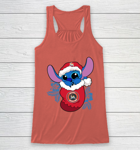 Miami Marlins Christmas Stitch In The Sock Funny Disney MLB Racerback Tank 4