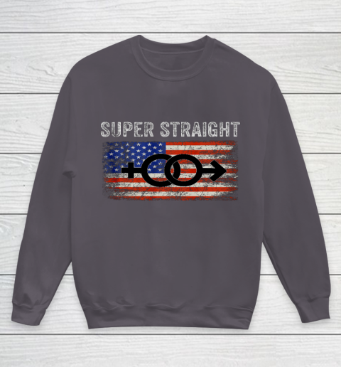 Vintage Us Flag Gender Identity Super Straight Identity Youth Sweatshirt 5