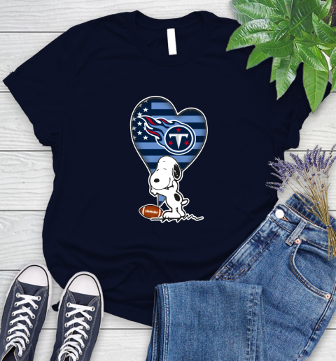 Tennessee Titans NFL Football The Peanuts Movie Adorable Snoopy Women's T-Shirt 3
