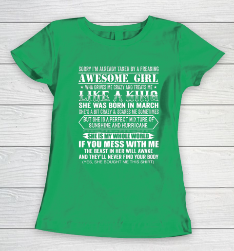 Sorry I m Already Taken by a Freaking Awesome Girl March Birthday Women's T-Shirt 5