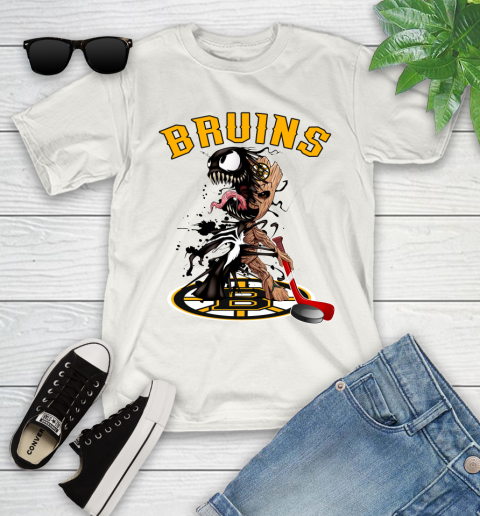 NHL Boston Bruins Hockey Venom Groot Guardians Of The Galaxy Youth T-Shirt