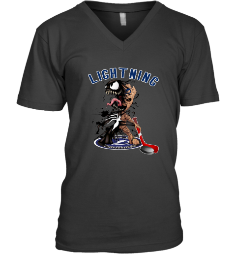 NHL Tampa Bay Lightning Hockey Venom Groot Guardians Of The Galaxy tv4VuSl6kAL v neck unisex 8 95 151514 front black