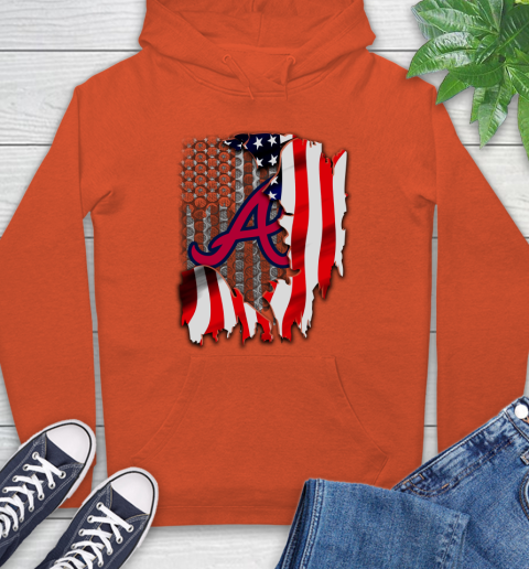 Atlanta Braves MLB Baseball American Flag Hoodie 4