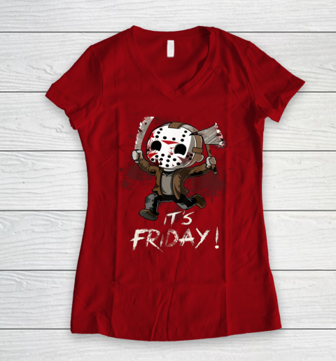 Funny Friday 13th Jason Funny Halloween Horror Women's V-Neck T-Shirt 8