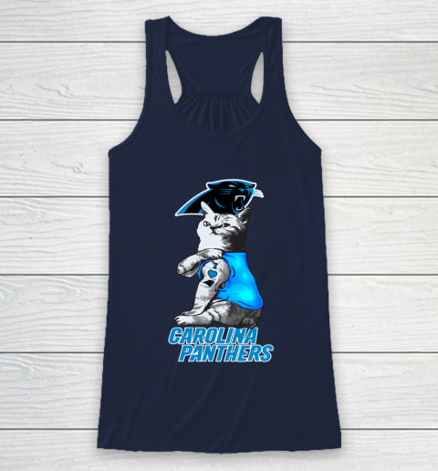 NFL Football My Cat Loves Carolina Panthers Racerback Tank 8