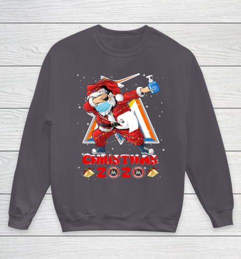 Miami Marlins Funny Santa Claus Dabbing Christmas 2020 MLB Youth Sweatshirt 5