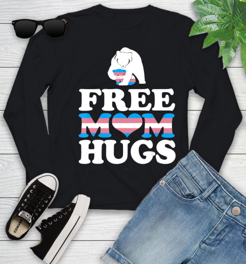 Nurse Shirt Free Mom Hugs Rainbow HEART transgender LGBT Pride Mama Bear T Shirt Youth Long Sleeve