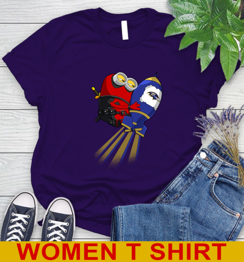NFL Football Baltimore Ravens Deadpool Minion Marvel Shirt Women's T-Shirt 4