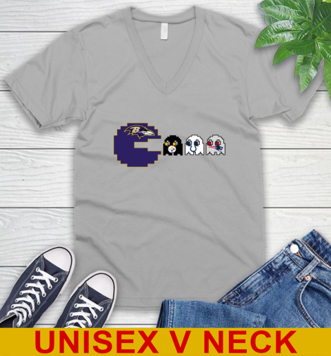 Baltimore Ravens NFL Football Pac Man Champion V-Neck T-Shirt 4