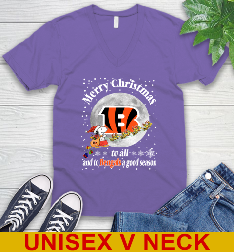 Cincinnati Bengals Merry Christmas To All And To Bengals A Good Season NFL Football Sports V-Neck T-Shirt 8