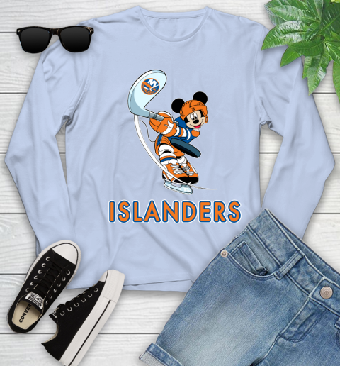 NHL Hockey New York Islanders Cheerful Mickey Mouse Shirt Youth Long Sleeve 9