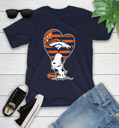 Denver Broncos NFL Football The Peanuts Movie Adorable Snoopy Youth T-Shirt 3