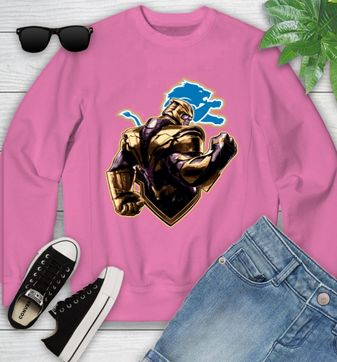 NFL Thanos Avengers Endgame Football Sports Detroit Lions Youth Sweatshirt 7