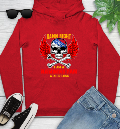 NHL Damn Right I Am A New York Rangers Win Or Lose Skull Hockey Sports Youth Hoodie 12
