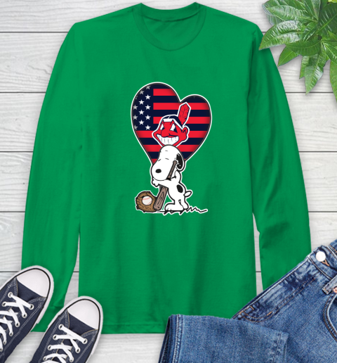 Cleveland Indians MLB Baseball The Peanuts Movie Adorable Snoopy Long Sleeve T-Shirt 7