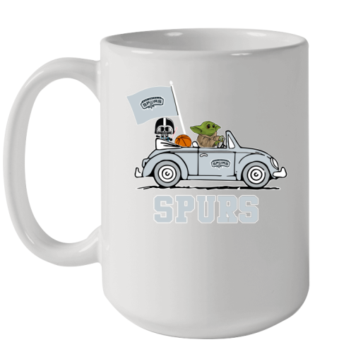 NBA Basketball San Antonio Spurs Darth Vader Baby Yoda Driving Star Wars Shirt Ceramic Mug 15oz