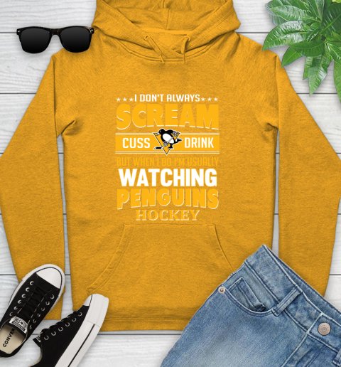 Pittsburgh Penguins NHL Hockey I Scream Cuss Drink When I'm Watching My Team Youth Hoodie 2