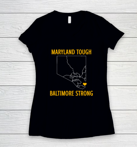 Maryland Tough Baltimore Strong Women's V-Neck T-Shirt