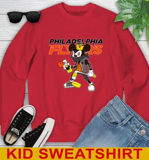 Philadelphia Flyers NHL Hockey Mickey Peace Sign Sports Youth Sweatshirt 8
