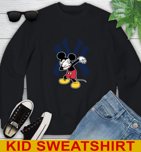 New York Yankees MLB Baseball Dabbing Mickey Disney Sports Youth Sweatshirt 3 New York Yankees MLB Baseball Dabbing Mickey Disney Sports Youth Sweatshirt - Image 3
