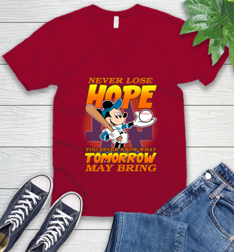 Los Angeles Dodgers MLB Baseball Mickey Disney Never Lose Hope V-Neck T-Shirt 7