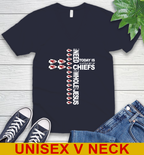 NFL All I Need Today Is A Little Bit Of Kansas City Chiefs Cross Shirt V-Neck T-Shirt 2