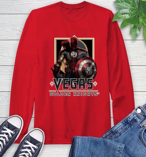 NHL Captain America Thor Spider Man Hawkeye Avengers Endgame Hockey Vegas Golden Knights Long Sleeve T-Shirt 10