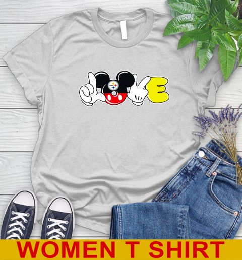Pittsburgh Steelers NFL Football Love Mickey Disney Sports Women's T-Shirt