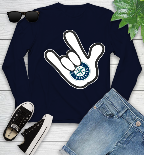 Seattle Mariners MLB Baseball Mickey Rock Hand Disney Youth Long Sleeve 3