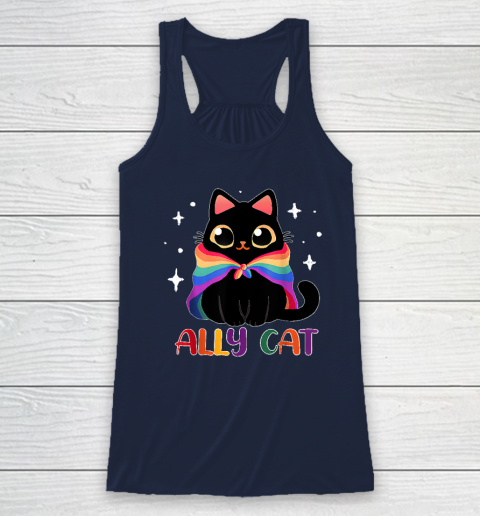 Ally Cat LGBT Gay Rainbow Pride Flag Funny Cat Lover Racerback Tank 5